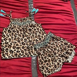 Girls Leopard print tank and short set